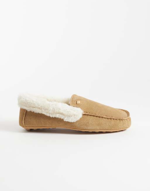 Hunter pantuflas tipo mocasín con sherpa en topo, 1 de 4