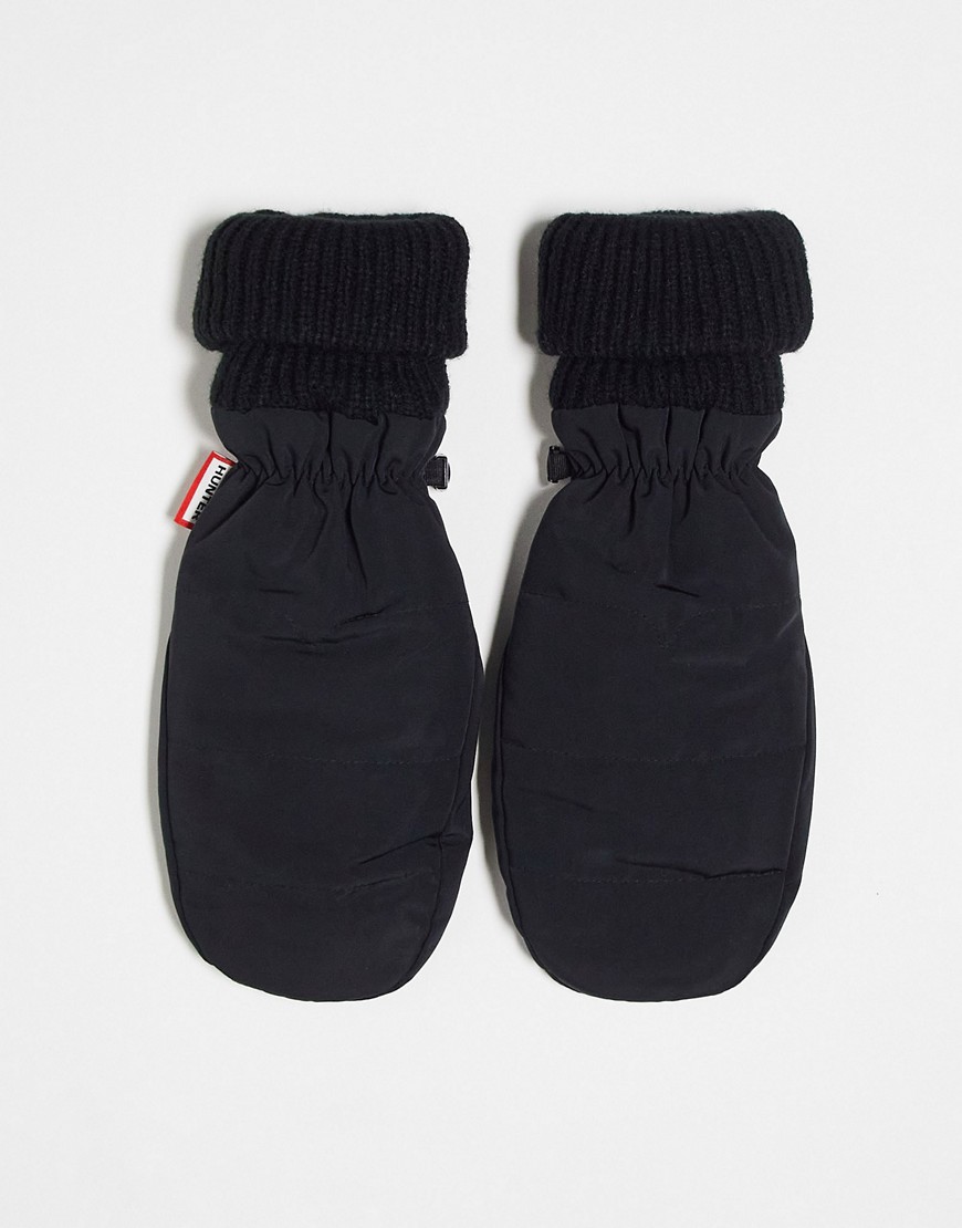 quilted logo mittens in black