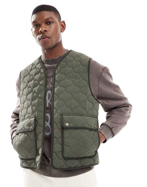 Hunter quilted vest in green - view 1