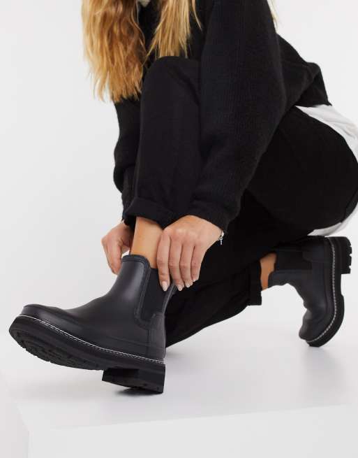 Hunter Refined stitch chunky ankle boots in black