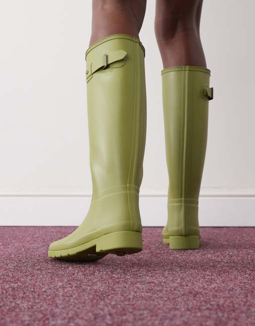 Hunter Refined tall gumboots in olive