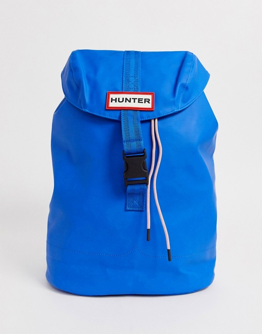 Hunter rubberised leather backpack in blue
