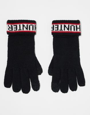 Hunter - Schwarze Unisex-Handschuhe mit Logo