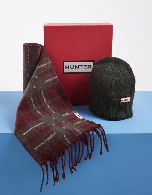 Hunter set de regalo con gorro tipo beanie y bufanda de tartán, 1 de 3