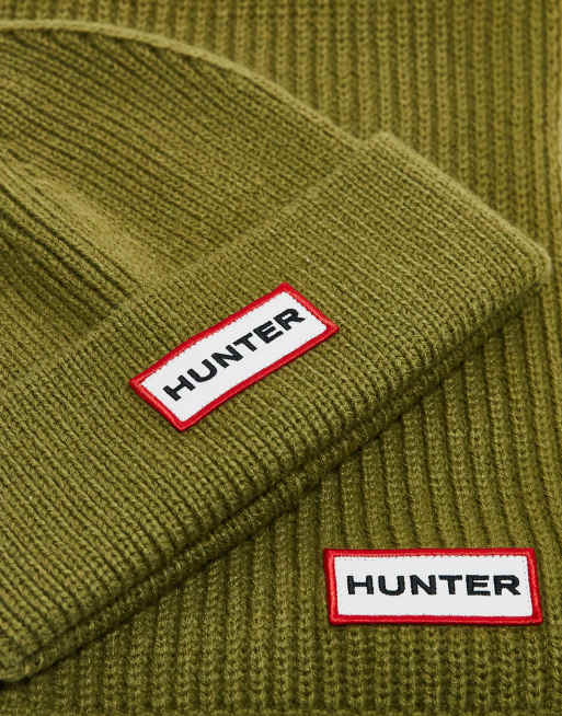 Hunter - Set unisex con berretto e sciarpa verde, 3 di 3