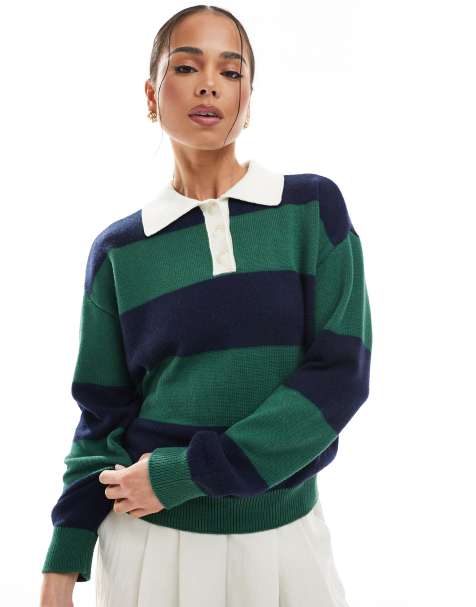 Hunter stripe rugby knit in green