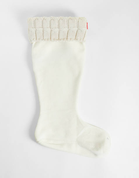 Hunter tall cable knit boot sock in white - view 1