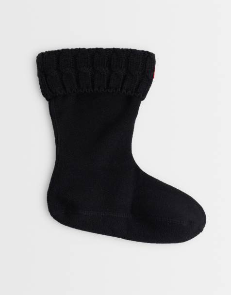 Hunter tall fleece boot socks in black - view 1