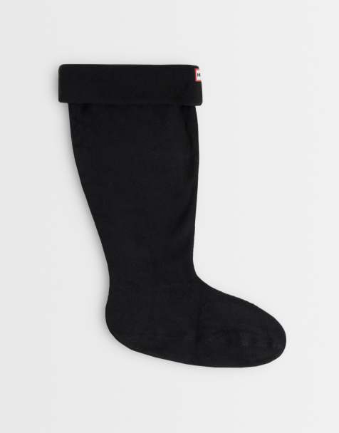 Hunter tall fleece boot socks in black - view 1