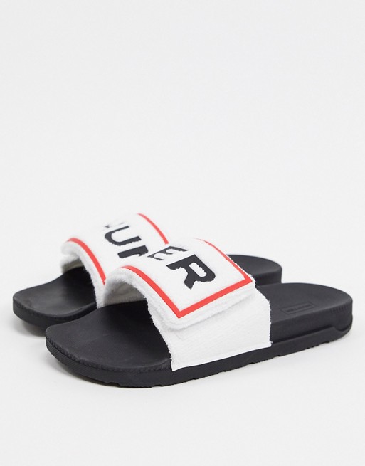 Hunter terry logo sliders in black and white