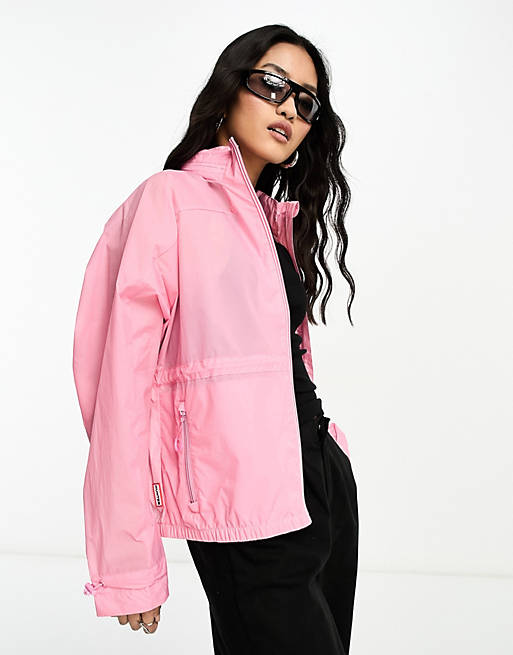 Hunter travel shell jacket in pink | ASOS