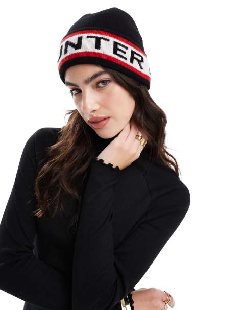 Hunter - Uniseks beanie met logo in zwart - view 1