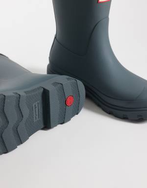 Hunter Unisex Downpour short wellington boots in blue