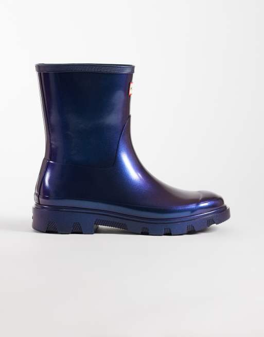 Hunter Unisex Downpour short wellington boots in nebula blue, 2 of 4