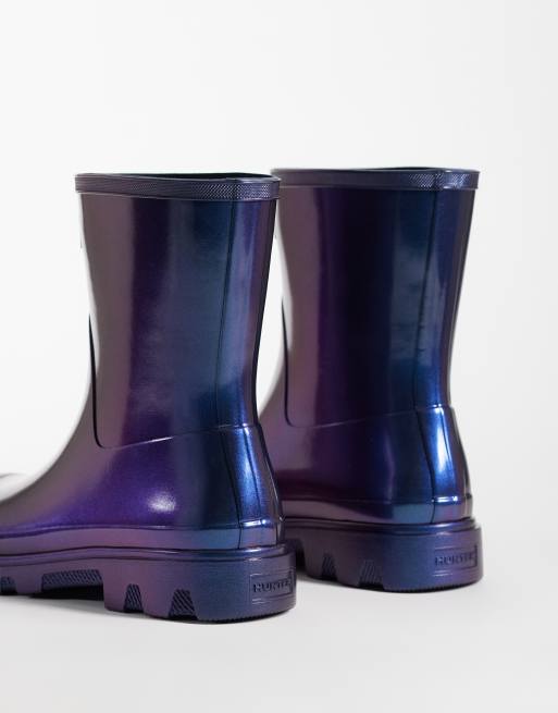 Hunter Unisex Downpour short wellington boots in nebula blue, 4 of 4
