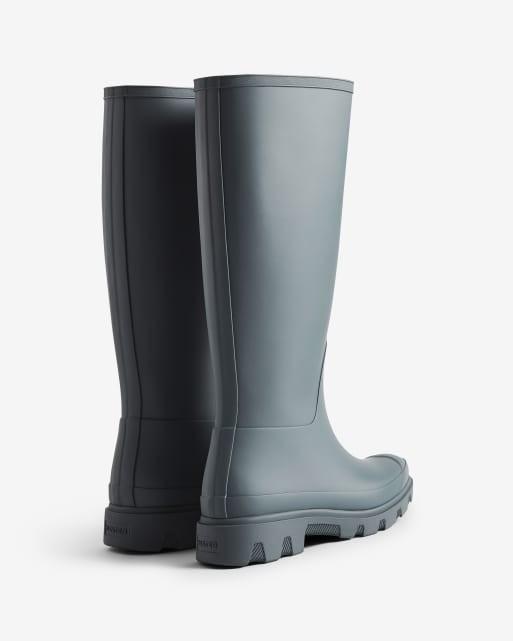 Hunter Unisex Downpour tall wellington boots in sea blue, 3 of 4