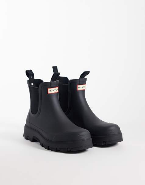 Hunter Unisex Elements Elastic kurze Chelsea-Gummistiefel in Schwarz - view 1
