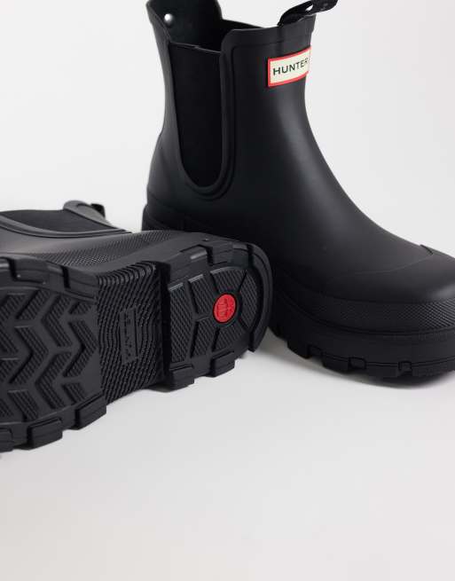 Hunter unisex Elements Elastic short chelsea wellington boots in black, 3 of 4