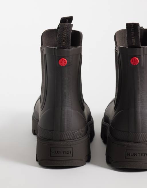 Hunter unisex Elements Elastic short chelsea wellington boots in chocolate brown, 4 of 4