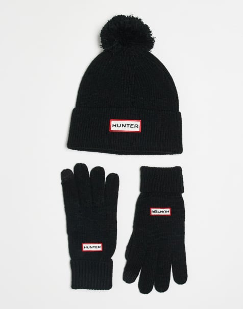 Hunter – Unisex-Geschenkset mit Strickmütze und Handschuhen in Schwarz - view 1
