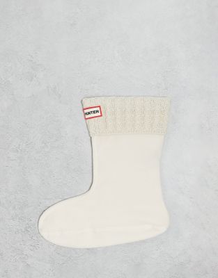 Hunter Hunter unisex mini cable short boot socks in beige