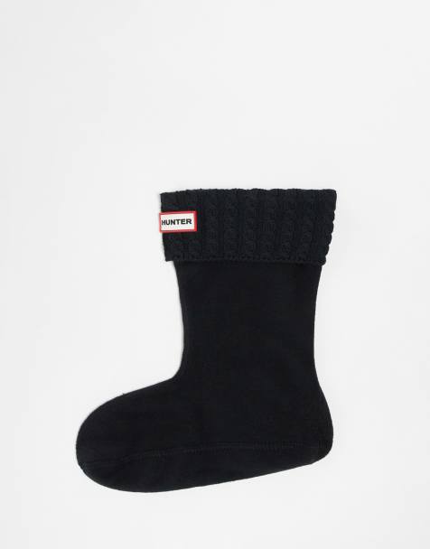 Hunter unisex mini cable short boot socks in black - view 1