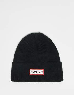Hunter Hunter Unisex ribbed beanie in black