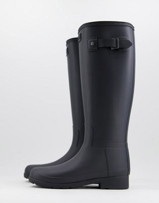 Hunter Wide Fit Original Refined tall wellington boots in black matte