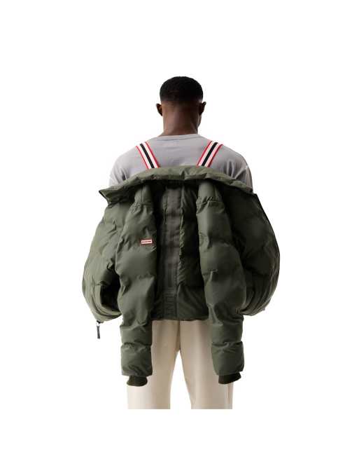 Hunter Wiley sonic welded pu puffer jacket in dark green, 3 of 3