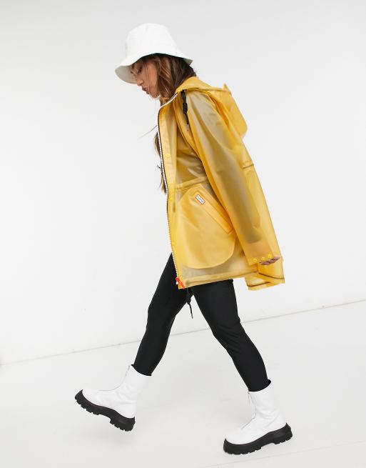 ASOS DESIGN shower resistant rain coat in yellow