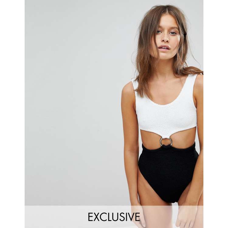 Hunza G Ring Detail Crinkle Swimsuit | ASOS