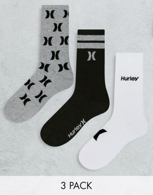 Hurley 3 pack crew sock in multi pattern