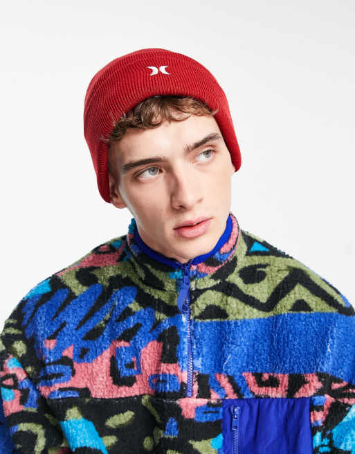 Vuilnisbak Clancy heel fijn Hurley - Beanie met boord met logo in rood | ASOS