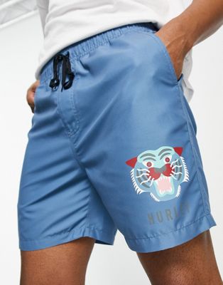 Hurley Bengal volley swim board shorts in blue