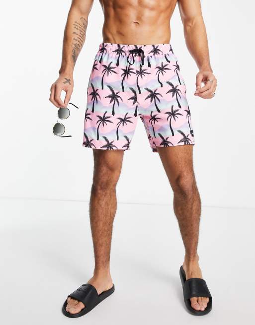 Hurley Cannonball Palm 17 Volley swim boardshorts in pink ASOS