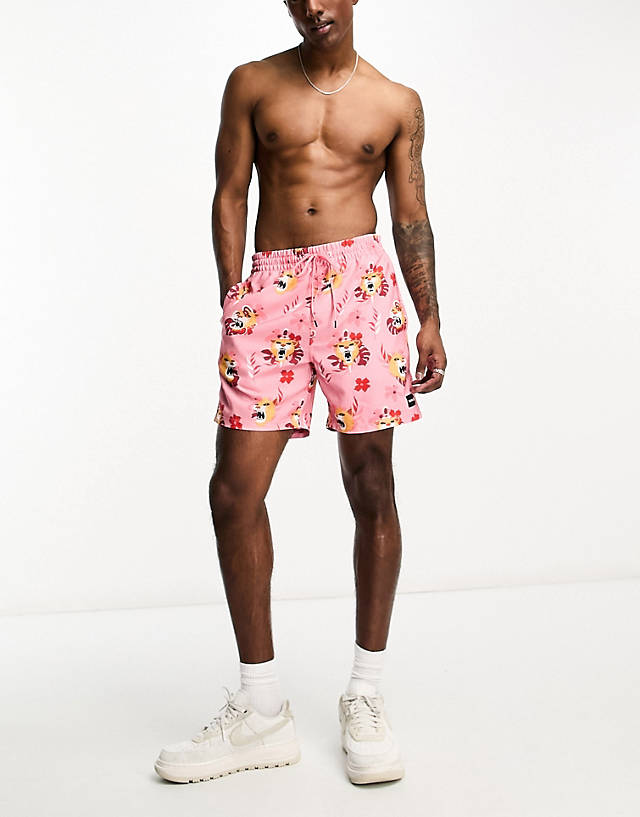 Hurley - cannonball tiger swim shorts in pink