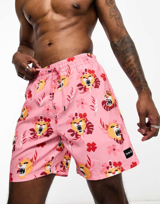 Hurley Cannonball Tiger swim shorts in pink, 4 of 4