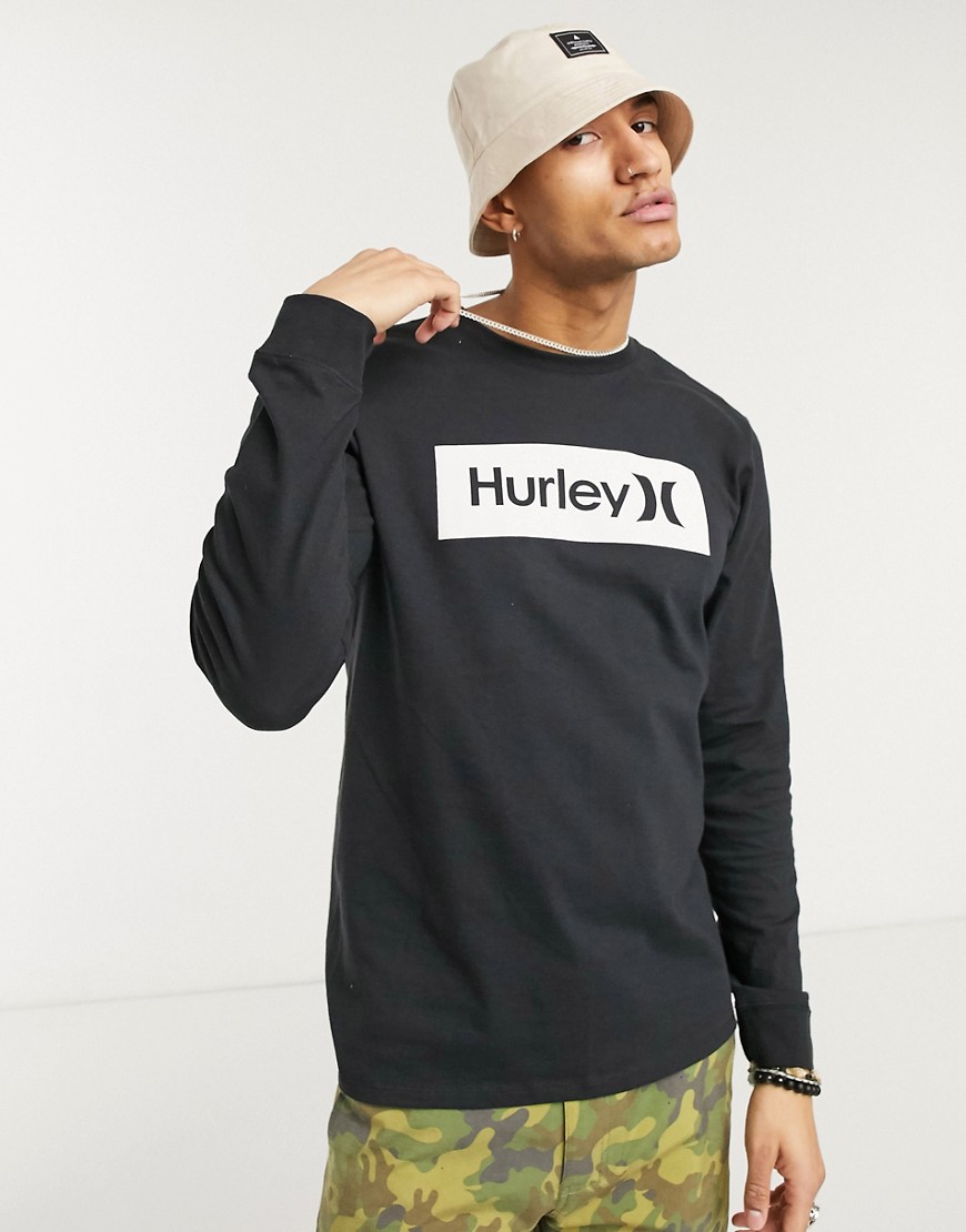 Hurley – Core – One and Only – Svart t-shirt med lång ärm och fyrkantig logga