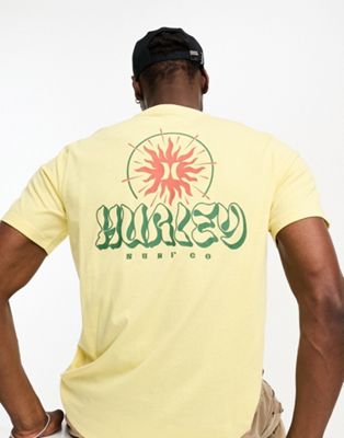 Hurley cosmic back print t-shirt in yellow