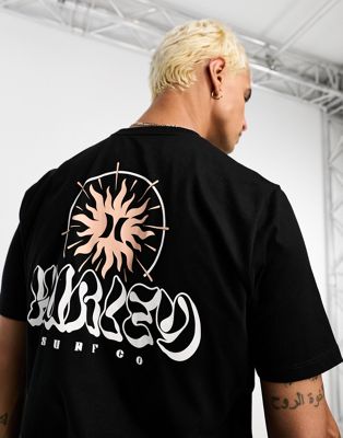 Hurley Cosmic Groove back print T-shirt in black