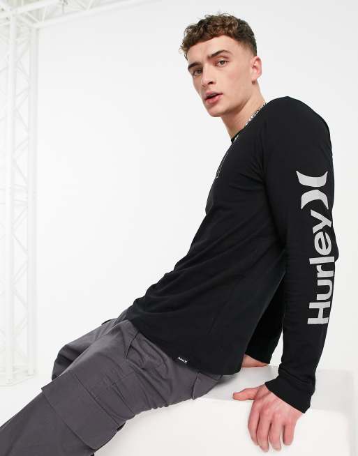 Laatste Leger gevogelte Hurley Everyday One and Only long sleeve t-shirt in black | ASOS