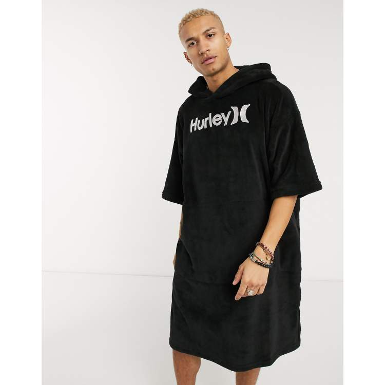 Hurley One and Only Poncho towel in black ASOS