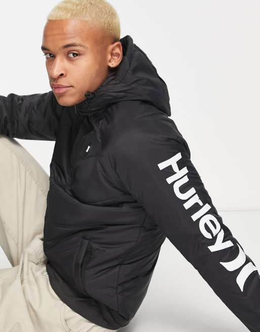 Hurley Portage puffer jacket in black and grey ASOS