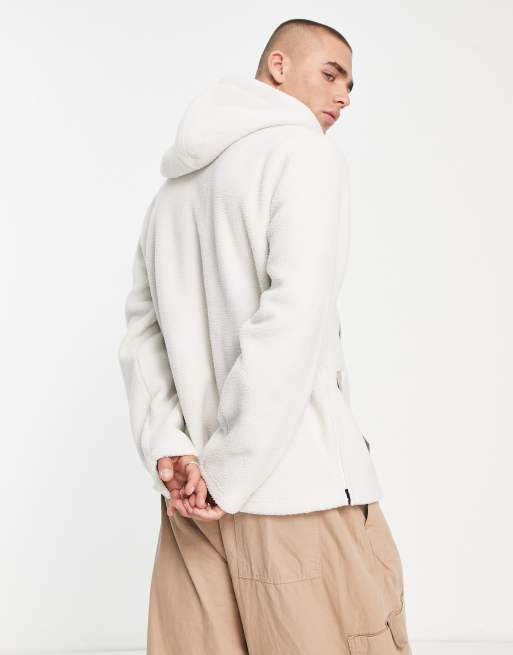 Hurley sherpa anorak 1/4 zip hooded fleece in cream, 2 of 4