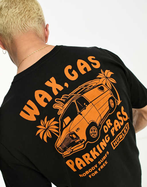 Hurley - Sort T-shirt med 'parking pass'-print på ryggen