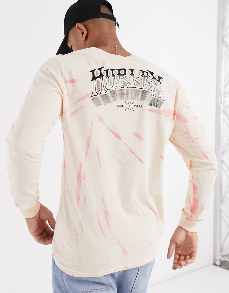 Hurley - Surf Trip - Tie-dye T-shirt met lange mouwen in roze