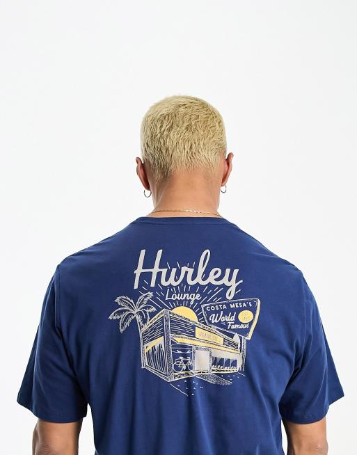 Hurley – T-Shirt in Blau mit Rückenprint