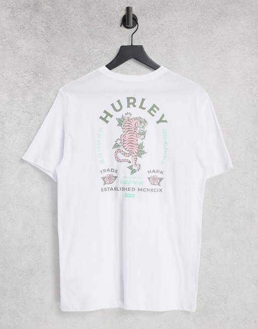 Hurley - T-shirt met korte mouwen en tijgerprint in wit
