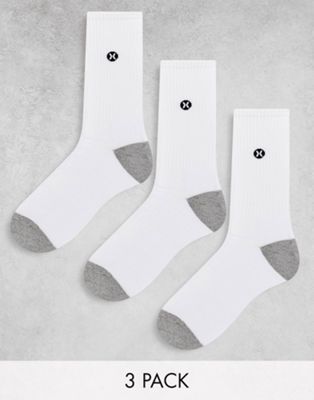 Hurley Terry 3 pack socks in white