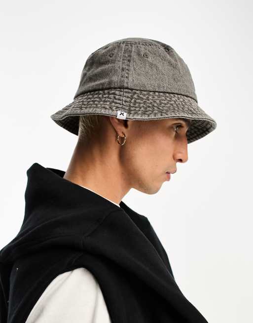 Hurley wave logo bucket hat in grey